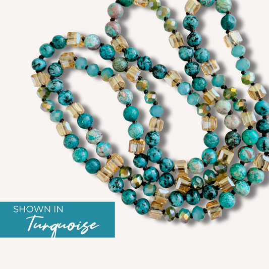 Long Gemstone Necklace in Turquoise