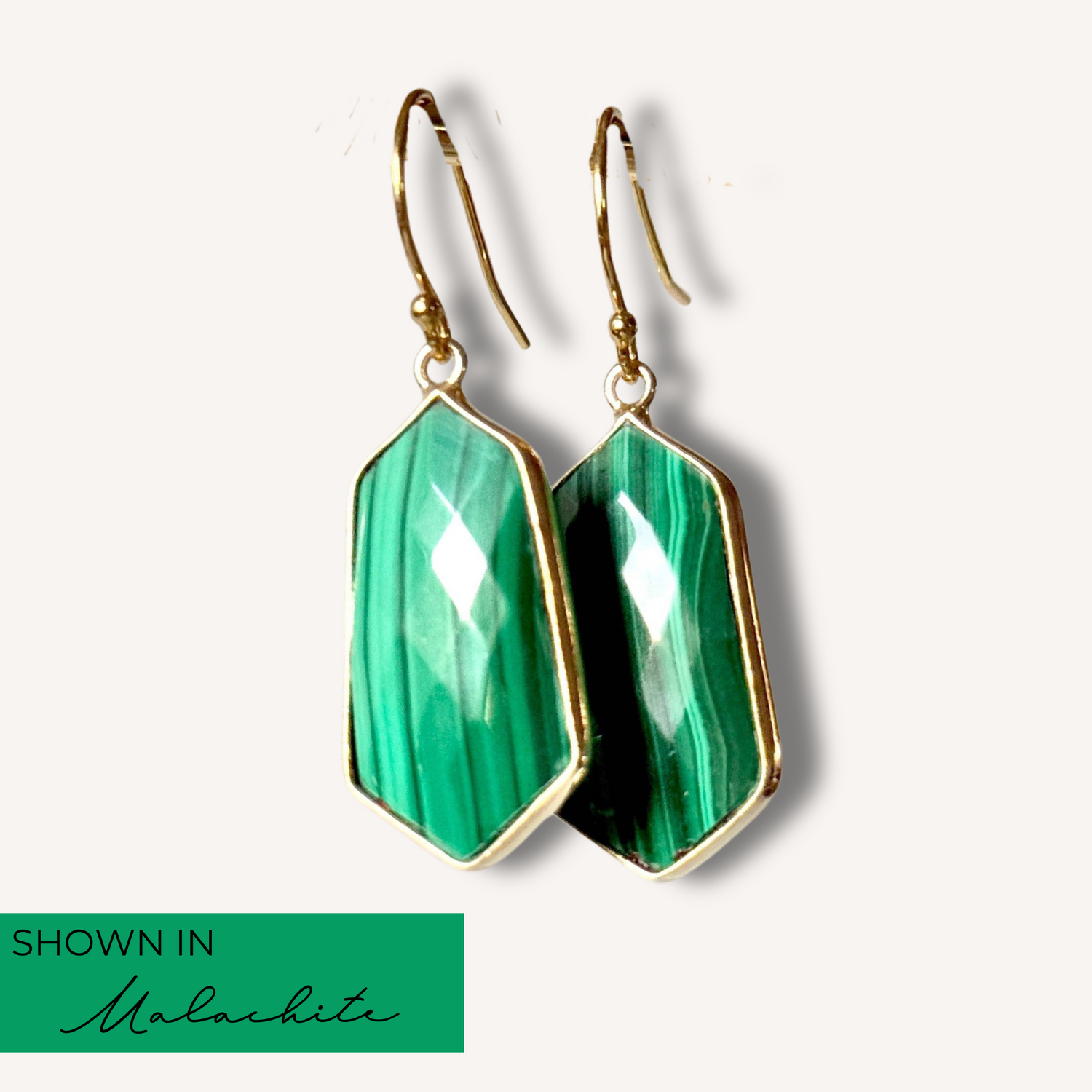 Malachite Gemstone Lydia Earrings