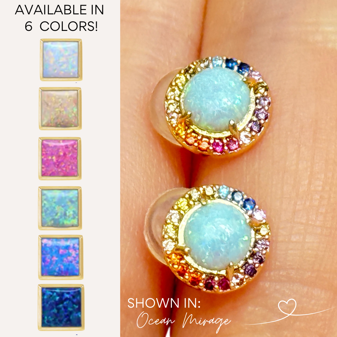 Rainbow Opal Stud Earrings – A Pop of Color & Shine