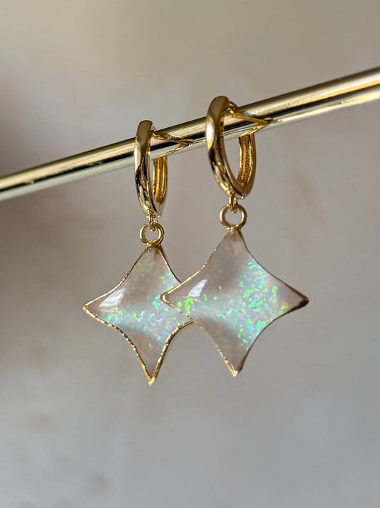 Opal Star Earrings