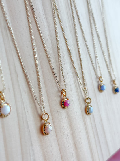 Rainbow Halo Opal Necklace – Dainty, Colorful, Perfect for Everyday wear