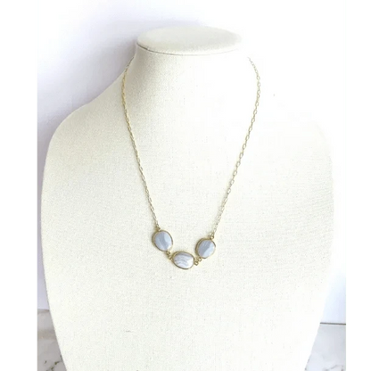 Adjustable Blue Lace Agate Necklace - Layer It Jewelry