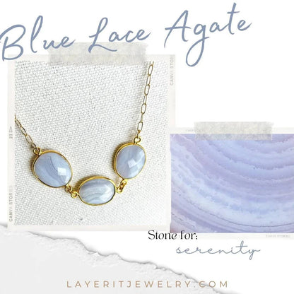 Adjustable Blue Lace Agate Necklace - Layer It Jewelry