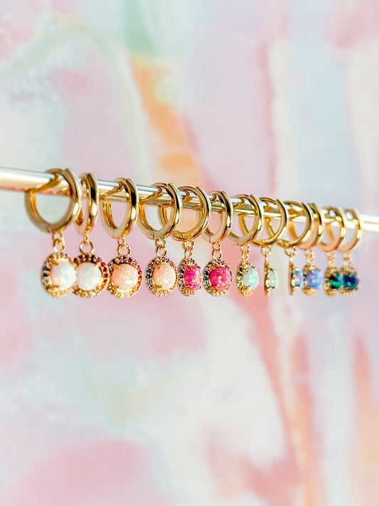 Opal Huggie Earring