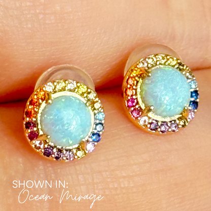 Rainbow Opal Stud Earrings – A Pop of Color & Shine