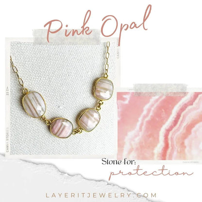 Adjustable Pink Opal Necklace - Layer It Jewelry