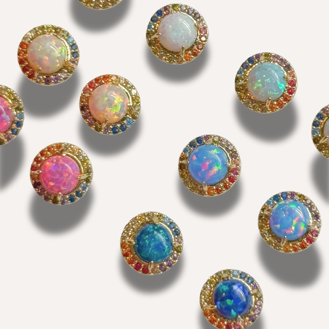 Rainbow Opal Stud Earrings – A Pop of Color & Shine