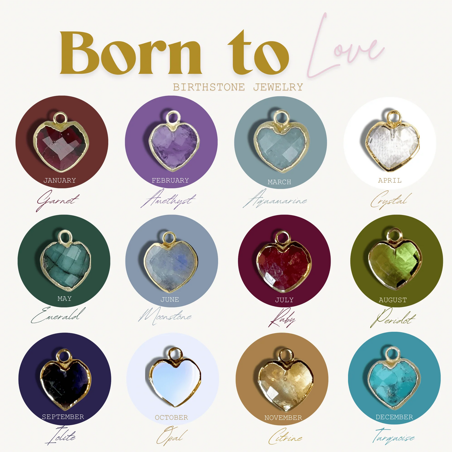 Heart Gemstone Huggies - Birthstones