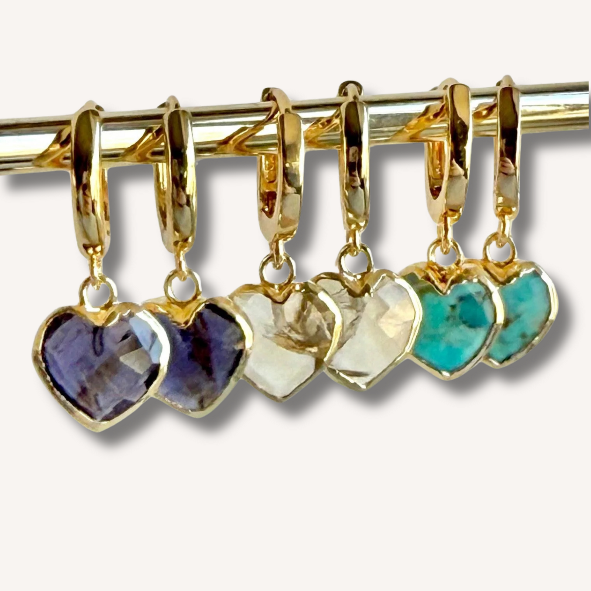 Heart Gemstone Huggies - Birthstones