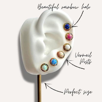 Rainbow Opal Stud Earrings – A Pop of Color & Shine