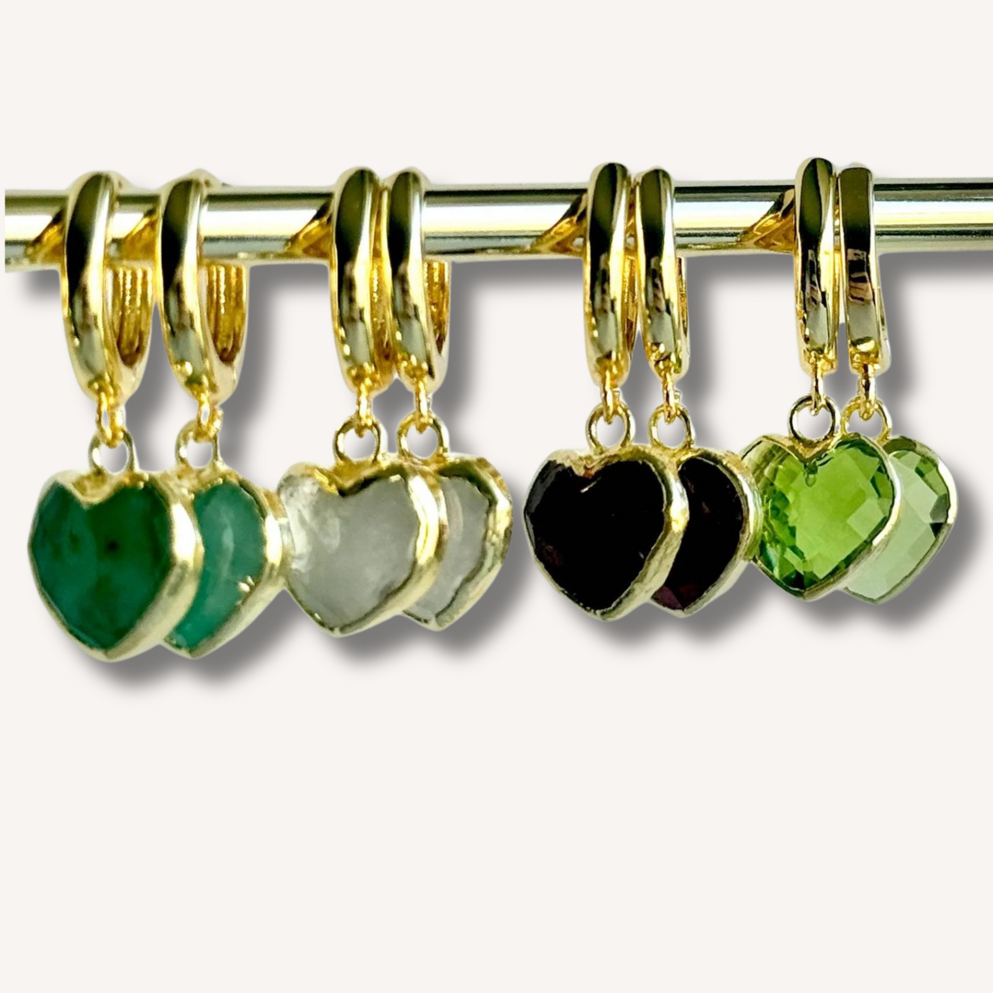 Heart Gemstone Huggies - Birthstones